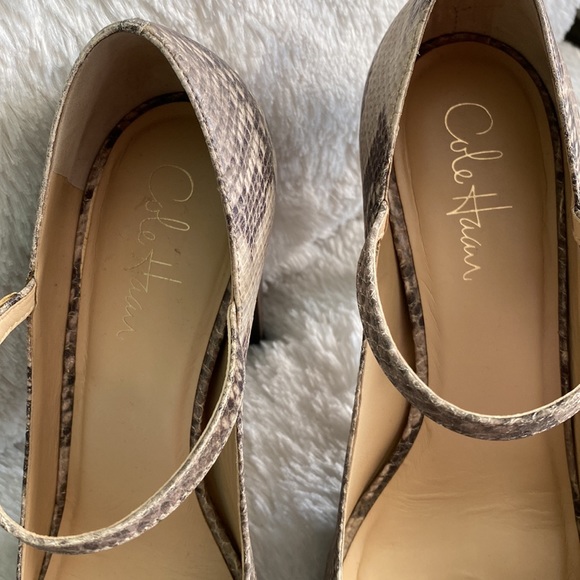 COLE HAAN Nike Air Snakeskin Leather Print Mary Jane Wooden Platform Heels - Picture 3 of 9